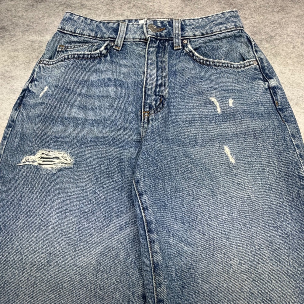 Cotton On Original Straight Jean High Waisted Distressed Blue Denim Size 0 - Picture 7 of 10